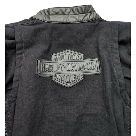 Harley Davidson Genuine Buffalo Hide Leather Full Zip Moto Jacket Black Women XL - Picture 3 of 9